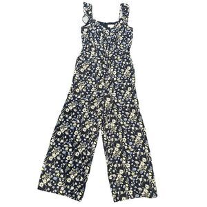 LOFT Women's Floral Jumpsuit Navy Blue Sleeveless Size 4 Casual Spring